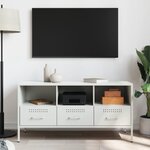 vidaXL Meuble TV blanc 100 5x39x50 5 cm acier