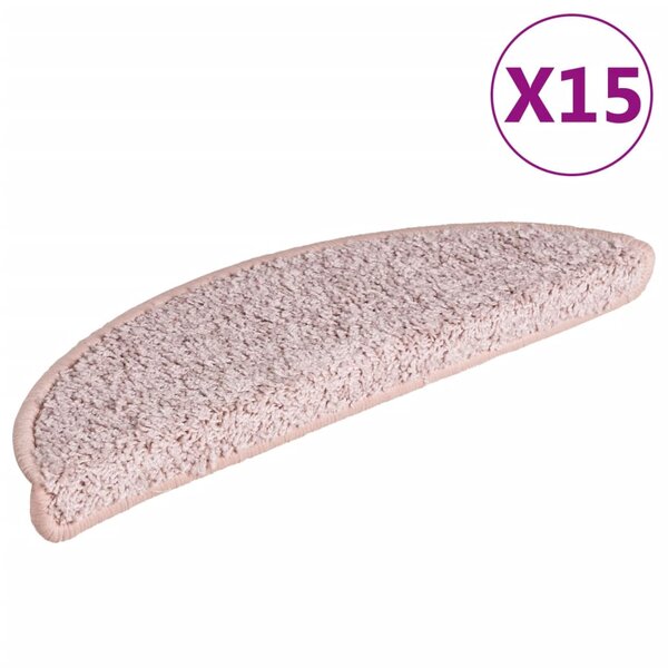 vidaXL Tapis d'escalier 15 pièces 65 x 21 x 4 cm Rose clair Demi-rond Grand