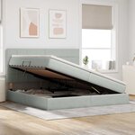vidaXL Lit de rangement LED avec matelas Gris clair 200 x 200 cm