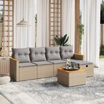 vidaXL Salon de jardin avec coussins 6Pièces mélange beige résine tressée