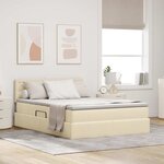 vidaXL Lit avec rangement et LED Crème 140 x 190 cm Polyester