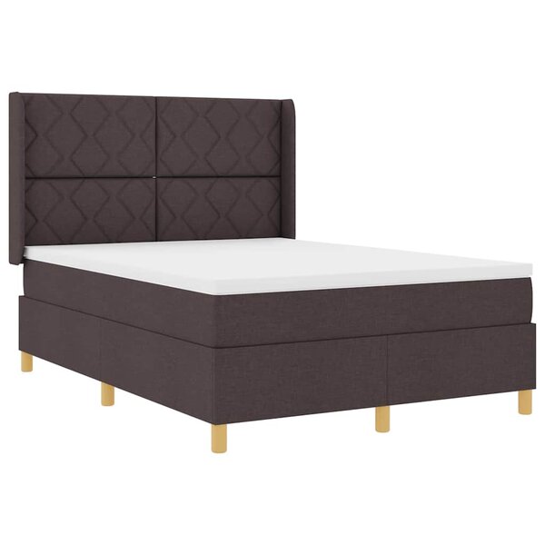 vidaXL Lit à ressorts avec matelas Marron 140 x 200 cm tissu