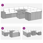 vidaXL Salon de jardin avec coussins 10 Pièces gris résine tressée