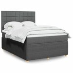vidaXL Sommier à lattes de lit avec matelas Gris foncé 160x200cm Tissu