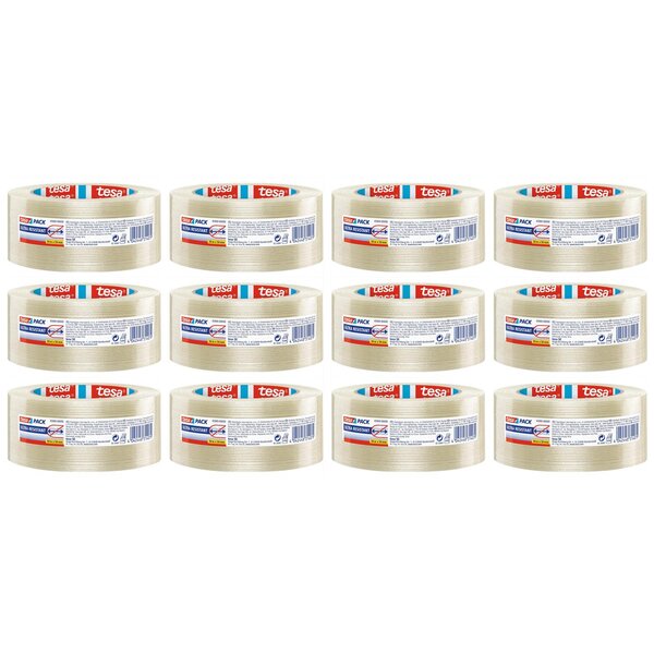 Ruban Adhésif d'Emballage Monofilament 50 m x 50 mm Transparent Ultra resistant x 12 TESA