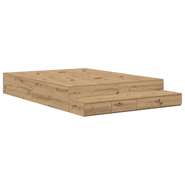 vidaXL Lit de rangement en chêne artisanal 135x190 cm