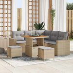 vidaXL Ensemble de canapé de jardin 9 Pièces Beige et Gris clair