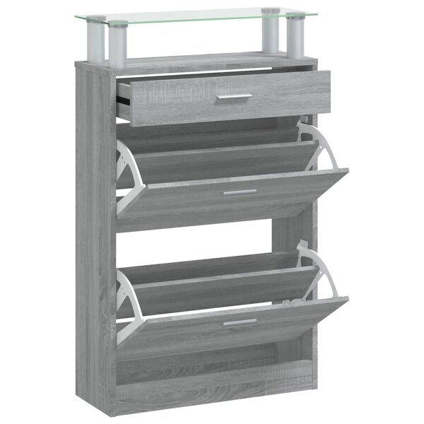 vidaXL Armoire à chaussures Sonoma gris 63x24x104 cm Bois d'ingénierie