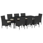vidaXL Ensemble de salle à manger pour jardin 9 Pièces Noir polyrotin