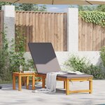 vidaXL Chaise longue avec coussins gris clair en bois massif d'acacia