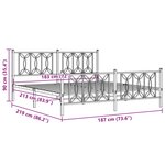 vidaXL Cadre de lit métal avec tête de lit/pied de lit blanc 183x213cm