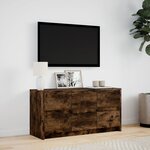 vidaXL Meuble TV avec LED chêne fumé 100x34x50 cm bois d'ingénierie