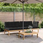 vidaXL Salon palette de jardin avec coussins 3Pièces bois d'acacia massif