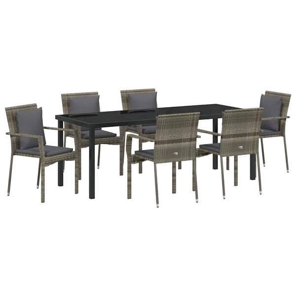 vidaXL Ensemble de salle à manger pour jardin 7 Pièces Gris polyrotin