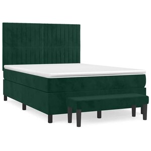 vidaXL Sommier à lattes de lit et matelas Vert foncé 140x190cm Velours
