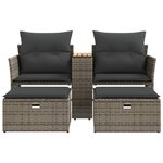 vidaXL Canapé de jardin 2 places avec tabourets gris résine tressée