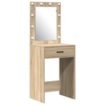 Ensemble de coiffeuse 3 pièces vidaXL avec LED en bois d'ingénierie chêne Sonoma