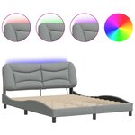 vidaXL Cadre de lit avec LED sans matelas gris clair 160x200 cm tissu