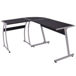 vidaXL Bureau d'angle en forme de L Noir