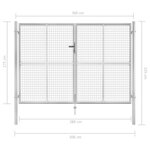 vidaXL Porte de jardin Acier galvanisé 306x225 cm Argenté