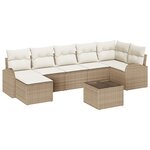 Ensemble de canapé de jardin 8 pièces avec coussins marron en poly rotin