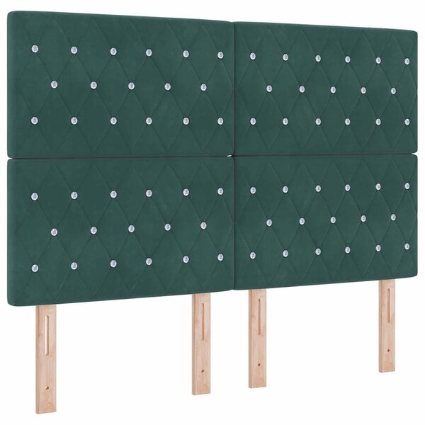 vidaXL Lit à ressorts avec matelas Vert foncé 140 x 190 cm Velours