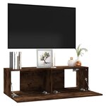 vidaXL Armoire murale TV Chêne fumé 100x30x30 cm Bois d'ingénierie