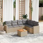 vidaXL Salon de jardin avec coussins 7 Pièces beige résine tressée