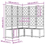 vidaXL Bac à fleurs avec Treillis 5 Pièces Gris 120 x 120 x 143 cm PP