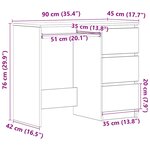 vidaXL Bureau Chêne fumé 90x45x76 cm Bois d'ingénierie