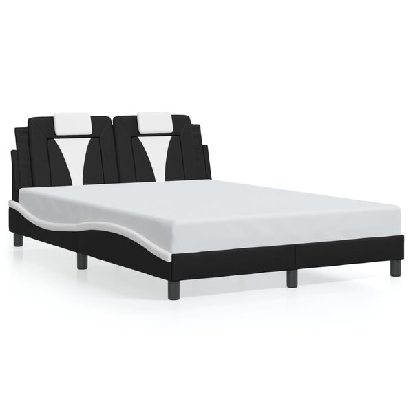 vidaXL Cadre de lit sans matelas noir et blanc 140x190 cm similicuir
