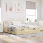 VidaXL Cadre de lit ottoman avec matelas crème 200x200cm tissu