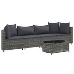 vidaXL Salon de jardin 5 Pièces avec coussins gris résine tressée
