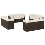 vidaXL Salon de jardin avec coussins 12 Pièces marron résine tressée