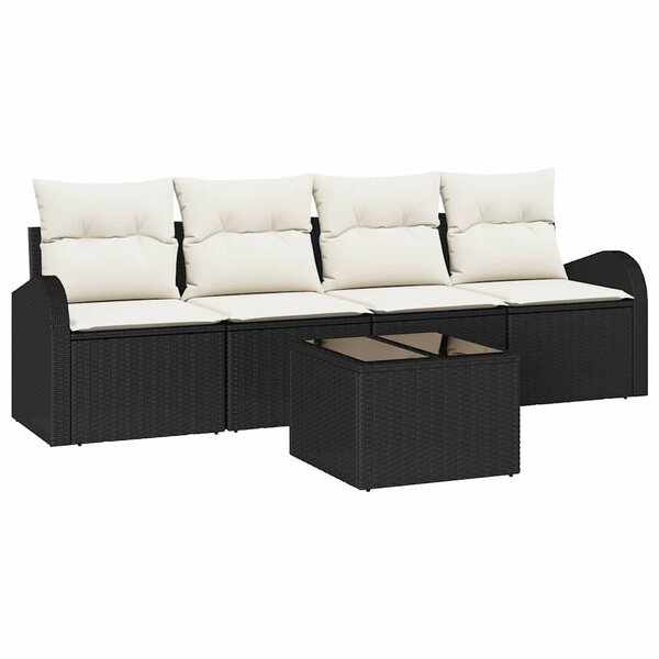 vidaXL Ensemble de canapé de jardin 5 Pièces Noir 55 x 55 x 37 cm