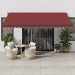 vidaXL Auvent manuel rétractable avec LED bordeaux 450x350 cm