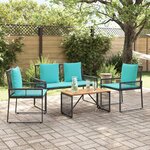 vidaXL Ensemble de meubles d'extérieur 9 Pièces Noir et turquoise