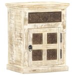vidaXL Table de chevet Blanc 40 x 30 x 50 cm Bois de manguier massif