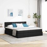 vidaXL Lit de rangement LED avec matelas Noir 180 x 200 cm Tissu