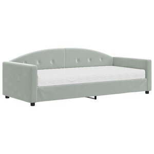vidaXL Lit de jour avec matelas gris clair 90x190 cm velours
