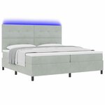 vidaXL Lit à ressort LED avec matelas Gris clair 200 x 200 cm Velours