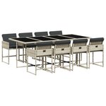 vidaXL Ensemble à manger de jardin et coussins 9 Pièces gris clair rotin