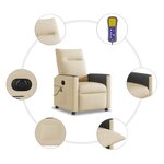 vidaXL Fauteuil inclinable de massage électrique crème tissu