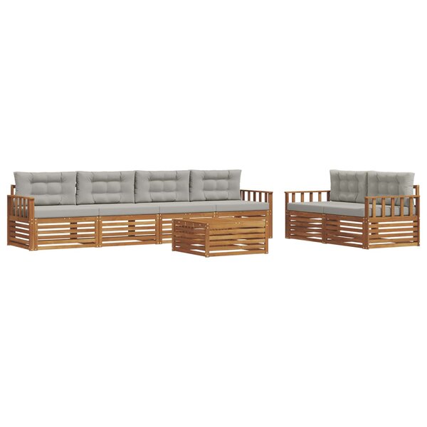 vidaXL Ensemble de canapés d'extérieur 7 Pièces Gris Naturel et Clair