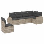 vidaXL Salon de jardin 6 Pièces avec coussins gris clair résine tressée