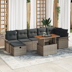 vidaXL Canapés de jardin 8 pièces avec coussins Gris Poly Rotin