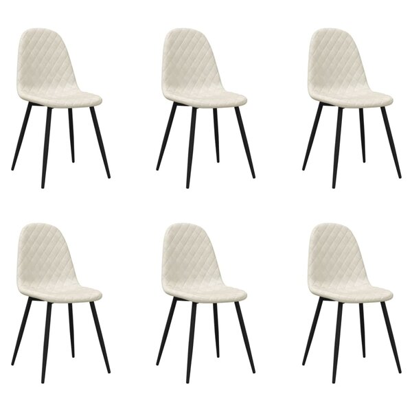 vidaXL Chaises à manger lot de 6 blanc crème velours