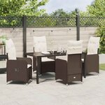 vidaXL Ensemble de salle à manger pour jardin 5 Pièces Marron Poly rotin