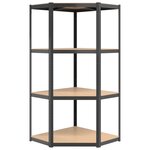 vidaXL Étagère d'angle à 4 niveaux Anthracite Acier bois d'ingénierie