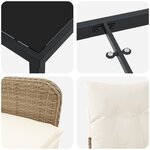 vidaXL Set de repas de jardin 5 pièces avec coussins Beige Poly Rattan